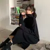 Vestido de Color Sólido para Socialité de Mujer Otoño Invierno Nuevo Largo Cuello Alto Cálido Falda Base Negra Falda Larga Interior