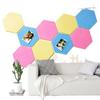Tablero de mensajes de fieltro, tablero de mensajes de fieltro hexagonal de color, pegatinas de pared de fondo para guardería, tapete de aislamiento acústico hexagonal, pegatinas de pared de fieltro