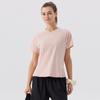 Camiseta de yoga de cuello redondo, de secado rápido, deportiva, de manga corta, para mujer, con protección solar, ajustada, para correr, con costuras de malla y fitness.