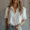 2026 Primavera/Verano Nueva Ropa Femenina Transfronteriza Europea y Americana Amazon Camisa Casual de Manga Corta Holgada de Encaje para Mujer En Stock