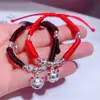 Año del Tigre Plata de Ley Caricatura Campana Pareja de Tigres Pulsera de Cuerda Roja Año de Cumpleaños Tigre del Zodiaco Bebé Pulsera Tejida
