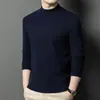 Suéter de Lana Puyuan 2025 Nuevo para Hombre Invierno Cuello Alto Casual Color Sólido Tejido Grueso Suéter Básico