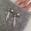 Dois brincos bowknot francês pérola elegante luz de luxo high-end ear studs s925 prata agulha all-match brincos brincos brincos