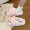 Pantuflas de algodón para interior para el hogar, cálidas y adecuadas para usar en exteriores, con un lindo diseño de cerdo, antideslizantes, de suela gruesa, pantuflas mullidas para mujer, cómodas de llevar, lindas para otoño e invierno
