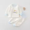 Conjunto Quente Dividido Outono/Inverno para Bebê Recém-Nascido Top e Calça de Outono Peça Dupla Roupa Íntima Espessa Primavera/Outono