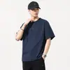 Camiseta de manga corta con retazos antibacterial refrescante estilo americano de alta gama, cuello Henry, para hombre, tendencia de verano, retro, corte holgado para hombre