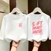 Camiseta de algodão puro de manga comprida para meninas para o início do outono, blusa de base para o outono para crianças mais velhas, blusa estilosa com gola redonda para meninas em idade escolar
