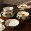 Cuenco Cerámico de Alta Gama Estilo Madera Natural para Uso Doméstico, Cuenco para Ramen, Cuenco Personalizado para Fideos de Restaurante, Cuenco para Comedor, Resistente a Altas Temperaturas, Vajilla Apta para Microondas
