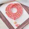 Pulsera Bodhi Polvo Flor de Durazno 108 Cuentas Budistas para Mujer Pulsera de Múltiples Vueltas Bodhi de Mano Círculo Único Venta al por Mayor