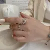 Anillo de Corazón de Moda Retro para Mujer, Anillo Abierto de Línea Geométrica Simple y Versátil de Múltiples Capas, Anillo Personalizado con Letra para Dedo Índice