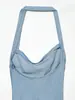 Comercio Exterior Europeo y Americano Aliexpress Transfronterizo Verano 2026 Nuevo Estilo Francés Elegante Sencillo Color Sólido Vestido de Tirantes al Cuello