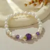 Pulseira de Ágata e Pérola de Água Doce Natural Pulseira de Cristal Elástica Design Original de Fábrica Joias Atacado