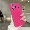 Funda de Teléfono Magnética de Succión de Círculo Fino de Dos Tonos Agujero de Precisión Adecuada para Apple 17Promax Moderna 16 Silicona Líquida 13 Estilo Girly