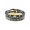 Pulseira em Camadas Olho de Deus Cruz Aço Inoxidável Masculina High-End Preto Óleo Numeral Romano Pulseira de Argola Pulseira Acessórios Pulseira Feminina