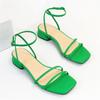 Sandálias de Salto Grosso Femininas de Verão com Biqueira Quadrada e Aberta, Slip-on, Versáteis, com Tira Confortável