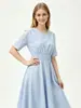 Yidi2026 Nuevo Modelo Vestido Rayado Vintage para Mujer para Exportación a Singapur, Vestido de Verano Línea A que Realza la Altura
