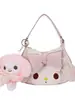 Bolso de hombro con diseño de flor de luna creciente estilo japonés para chica dulce, minibolso de hombro para compras diarias y citas con sentido de atmósfera