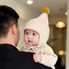 Touca de bebê, estilo outono e inverno, quente e grossa, de tricô, com orelhas, de pelúcia, unissex, para bebês e crianças pequenas, touca de tricô estilo elfo, tamanho pequeno