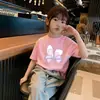 Camiseta de Manga Corta de Algodón Puro para Niñas Camiseta de Verano de Manga Media para Niñas Pequeñas y Medianas 2026 Nueva Camiseta de Verano con Dibujos Animados