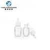 En stock botella cuentagotas de 40 ml en stock botella cuadrada de pared gruesa con fondo de rejilla de 20 ml botella de vidrio transparente de 30 ml botella para aceite esencial