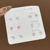 Set Semanal de Pendientes de Nicho Estilo Coreano, Pendientes Lindos y Compactos de Aleación Electroplateada con Pedrería, Venta al por Mayor