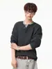 Suéter de Punto Hanlu Estilo Old Money Dos en Uno Cuello Henry para Hombre, Otoño e Invierno Casual Simple Suave Vintage Pulóver