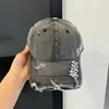 Boné de Baseball em Sarja Lavada Bordado com Letra para Mulheres, Boné de Baseball Americano Retro Desgastado, Chapéu Macio com Aba Grande para Circunferência da Cabeça