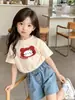 Camiseta de Manga Corta para Niñas, Camiseta Simple de Verano para Niñas, Camiseta de Algodón Puro para Bebés Niñas que Van a la Escuela, Suave y Cómoda, Camiseta de Cuello Redondo para Niñas