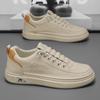 Sapatos masculinos de primavera, novos sapatos brancos respiráveis, tênis masculinos da moda, tênis de sola grossa, sapatos casuais de couro, sapatos de skate, sapatos da moda