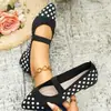 Nuevos zapatos planos de punto con lunares y punta fina estilo comercio exterior para mujer, transpirables, de suela blanda, sin cordones, zapatos de ballet para el trabajo