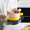 Tigela de cerâmica de estilo japonês com alça Tigela de salada de frutas doméstica de orelha única com tigela Eamono para assar e assar arroz assado para forno