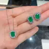 Huabi Joias Celebridade da Internet Transmissão ao Vivo Mais Vendido Moda Europeia e Americana Colar Brincos Imitação de Esmeralda Conjunto de Esmeralda