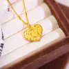 Collar Colgante con Forma de Corazón Brillante Efecto Hielo Chapado en Oro de Alta Retención de Color para Mujer, Estilo Lujo Ligero, Cadena para Clavícula que Atrae la Riqueza y Trae Bendiciones