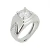 Anillo de Brazo Anillo en V Victoria Diamante Mosan de 2 Quilates Imitación Platino 18k Chapado Estilo Coreano Anillo de Bodas Dominante de Negocios con Diamante