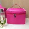 Bolsa de Cosméticos con Texto Impreso, Bolsa de Salón de Belleza, Artículos de Tocador para Almacenamiento, Bolsa de Cuidado, Borde Blanco Cuadrado, Rojo Grande