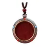 Collar con Colgante de Rueda Giratoria Moneda Espíritu de la Montaña Arena Dorada Púrpura Cinabrio Crudo Mineral Natural Alto Contenido Colgante Creativo Cultural Retro
