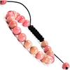 Pulseira Trançada com Contas Cristal Rosa Choque Olho de Tigre Amazonita Transfronteiriça Ajustável Colorida Pulseira de Contas Redondas Pulseira