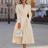 Modelo de Sitio Independiente Transfronterizo Nuevo 2026 de Amazon: Vestido de Fiesta Elegante de Cuello en V Estilo Francés de Alta Gama, Ceñido a la Cintura, Adelgazante