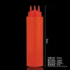 Botella dispensadora de condimentos de tres agujeros de grado alimenticio botella dispensadora de salsa de tres agujeros botella dispensadora de salsa para puesto callejero comercial tipo dispensador de tres agujeros comercial
