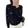 Cárdigan de punto redondo de otoño para mujer, colección de otoño 2026, nueva prenda exterior de moda, suéter top para mujer fuertemente bordado