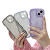 Funda Protectora Transparente de Resina con Purpurina, Borde Ondulado Grande, para iPhone 18 Pro, Agujero Fino 16, Anticaídas, Moderna