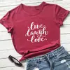 Camiseta Redonda de Manga Corta Estampada Live Laugh Love para el Día de San Valentín Europeo y Americano, Nueva, Transfronteriza de Ebay