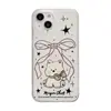 Capa para iPhone 17 Pro Max com estampa de cachorro e laço, acabamento fosco com orifício grande, resistente a impactos (16/15 mm) e estilo Ins.