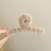 Presilha de cabelo de pelúcia de alta qualidade para outono e inverno para mulheres, versátil e fofa, presilha de tubarão para a parte de trás da cabeça, novo estilo coreano 2026, presilha de garra