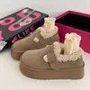Sapatos Peludos Birkenstock Femininos 2026 Inverno Novos Versáteis para Exterior Sola Grossa Botas de Neve Botas Curtas com Pelúcia Sapatos de Algodão Sapatos Pão
