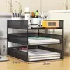 Organizador de arquivos de mesa multicamadas, estante de livros de armazenamento multicamadas, prateleira de armazenamento, material de escritório