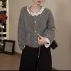 Elegante Suéter Cardigan de Punto Pequeño Fragante Incrustado de Diamantes Estilo Socialité para Mujer en Otoño e Invierno, De Alta Gama, Súper Bonito, Chaqueta Única y Hermosa