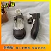 Zapatos Mary Jane de Cuero Retro de Moda 2025 para Mujer, Punta Redonda Estilo Francés, Adecuados para Estudiantes, Zapatos de Salón Dulces Estilo Japonés para Mujer