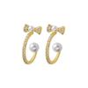 Aretes de Lazo Vintage de Perlas de Plata s925 para Mujer Celebridad Combinación Versátil Personalizados Celebridad de Internet Coreanos Dongdaemun Aguja de Plata