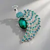 2024 novo broche de tela aberta de pavão de alta qualidade diamante strass estilo étnico pino retrô decoração de roupas coreanas